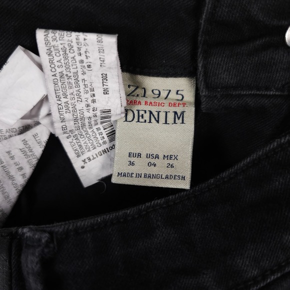 Zara Z1975 Jeans Womens 36 US 4 Black Flare Stretch Denim Dark Wash Boho 26x35 - Picture 3 of 12